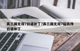 真三国无双7日语补丁?真三国无双7猛将传日语补丁