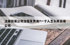 注册贸易公司流程及费用?一个人怎么开贸易公司